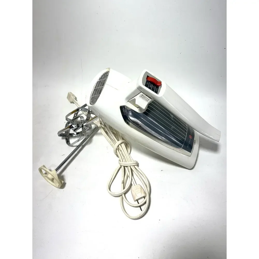 Vintage GE Hand Mixer M47 White Tested Working Mid Century USA